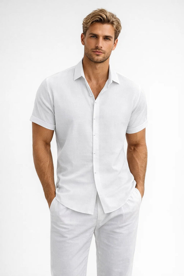 Heren Zomer Overhemd Luchtig Linnen Look