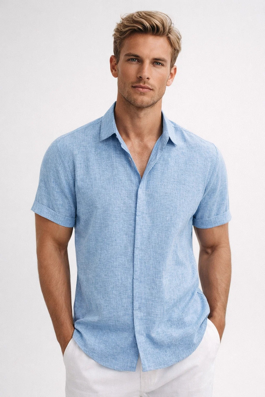 Heren Zomer Overhemd Luchtig Linnen Look