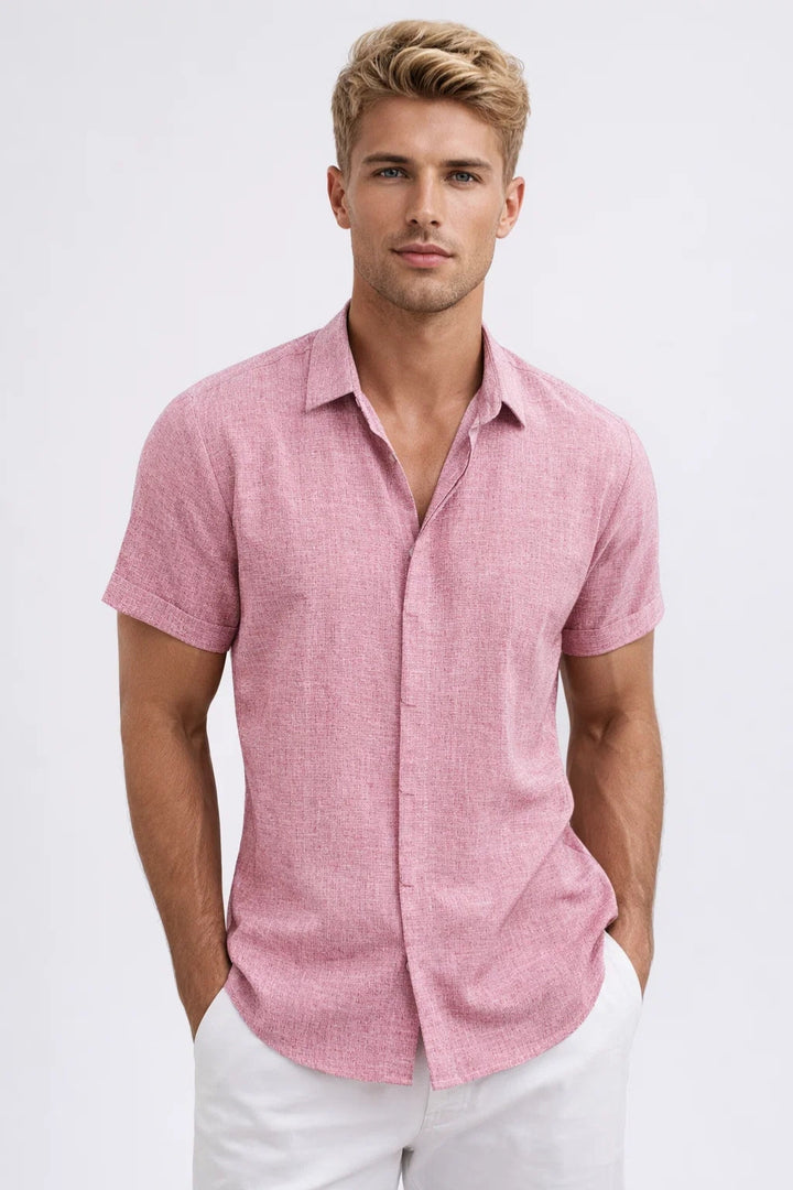 Heren Zomer Overhemd Luchtig Linnen Look